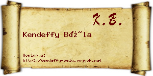 Kendeffy Béla névjegykártya